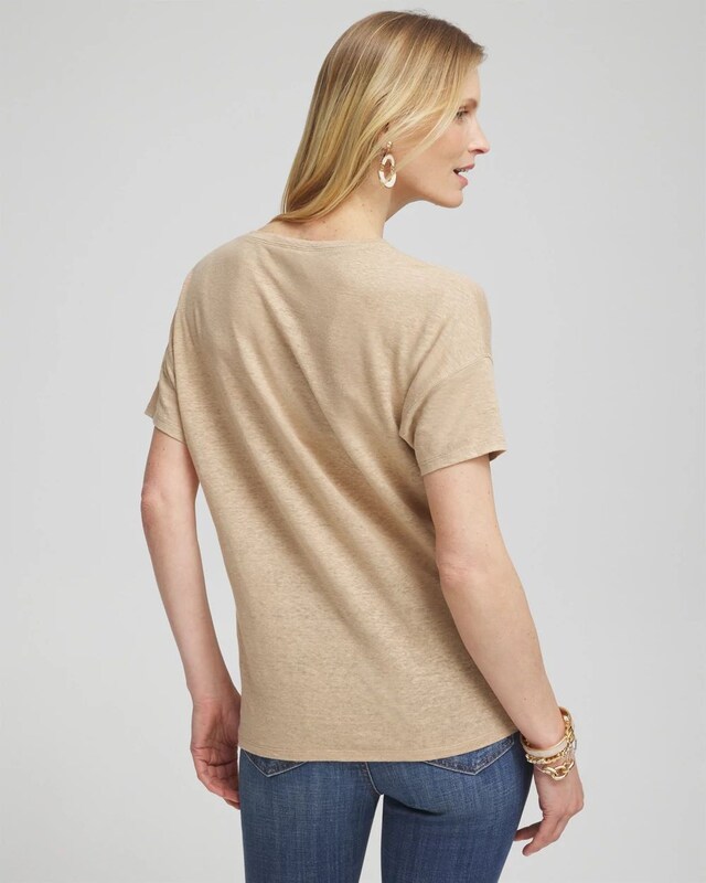 Neutral Sequin Embellished Tee - image 3